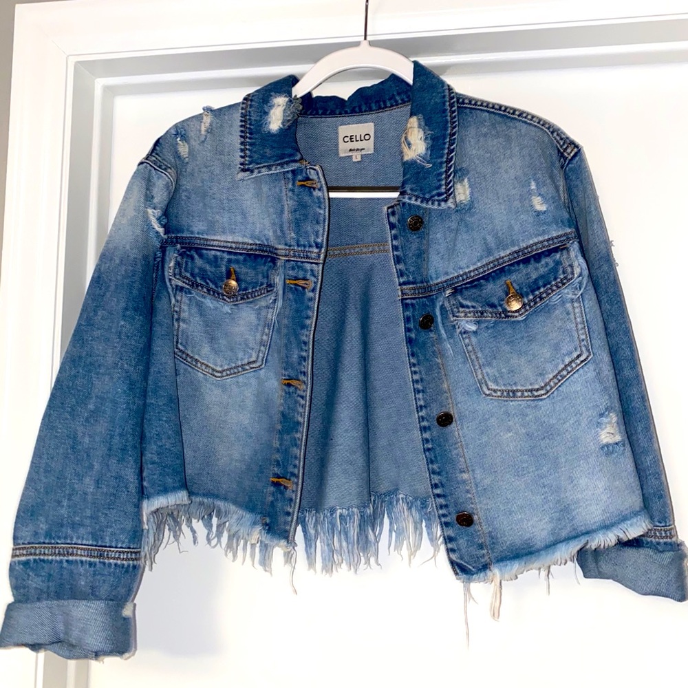 Cropped cello denim jacket
